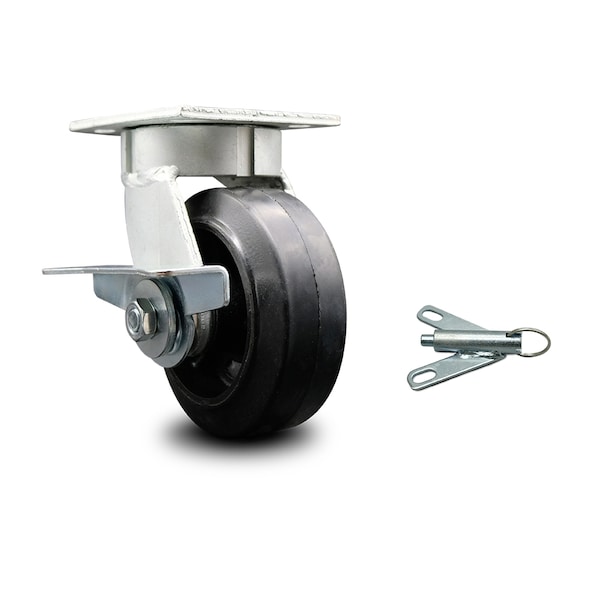 5 Inch Kingpinless Rubber on Steel Wheel Caster with Brake and Swivel Lock SCC